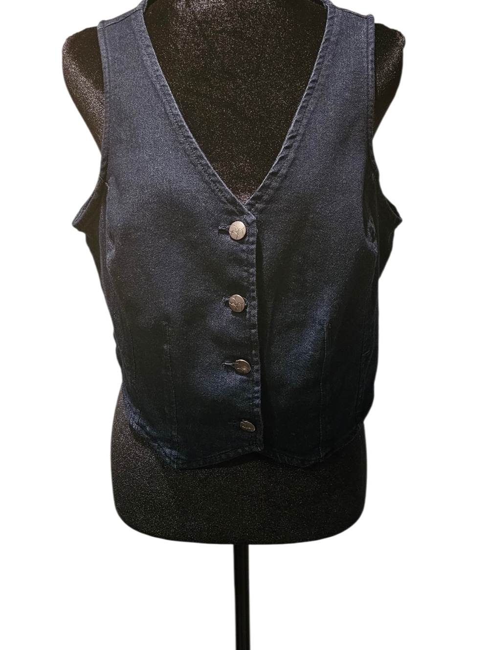 Jessica Simpson Dark Blue Denim Button-Front Vest